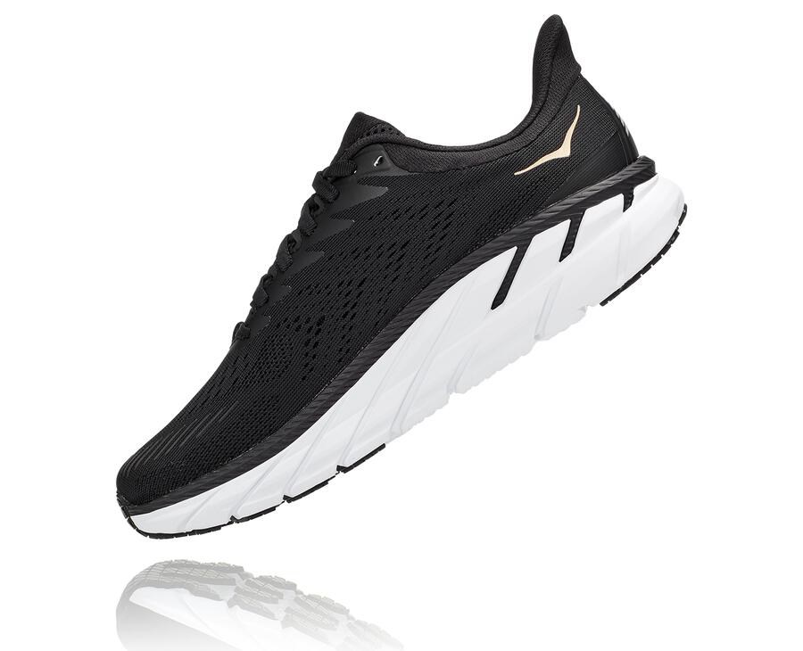 Hoka One One Koşu Ayakkabısı Kadın Siyah/Beyaz - Clifton 7 - KI6912543